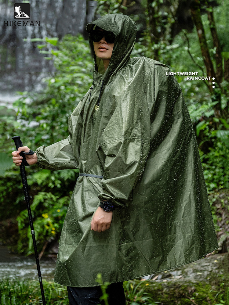 Camping Rain Poncho - Jas Hujan Ringan dengan Resleting, Bahan