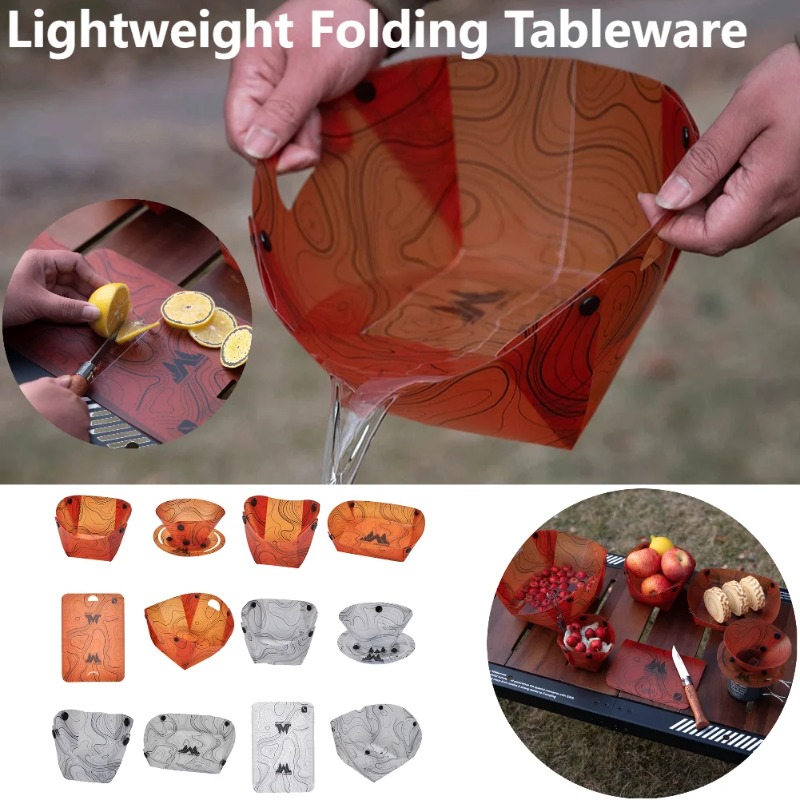 Outdoor Camping Dining Set - Peralatan Makan Berkemah Lipat Piring Makan